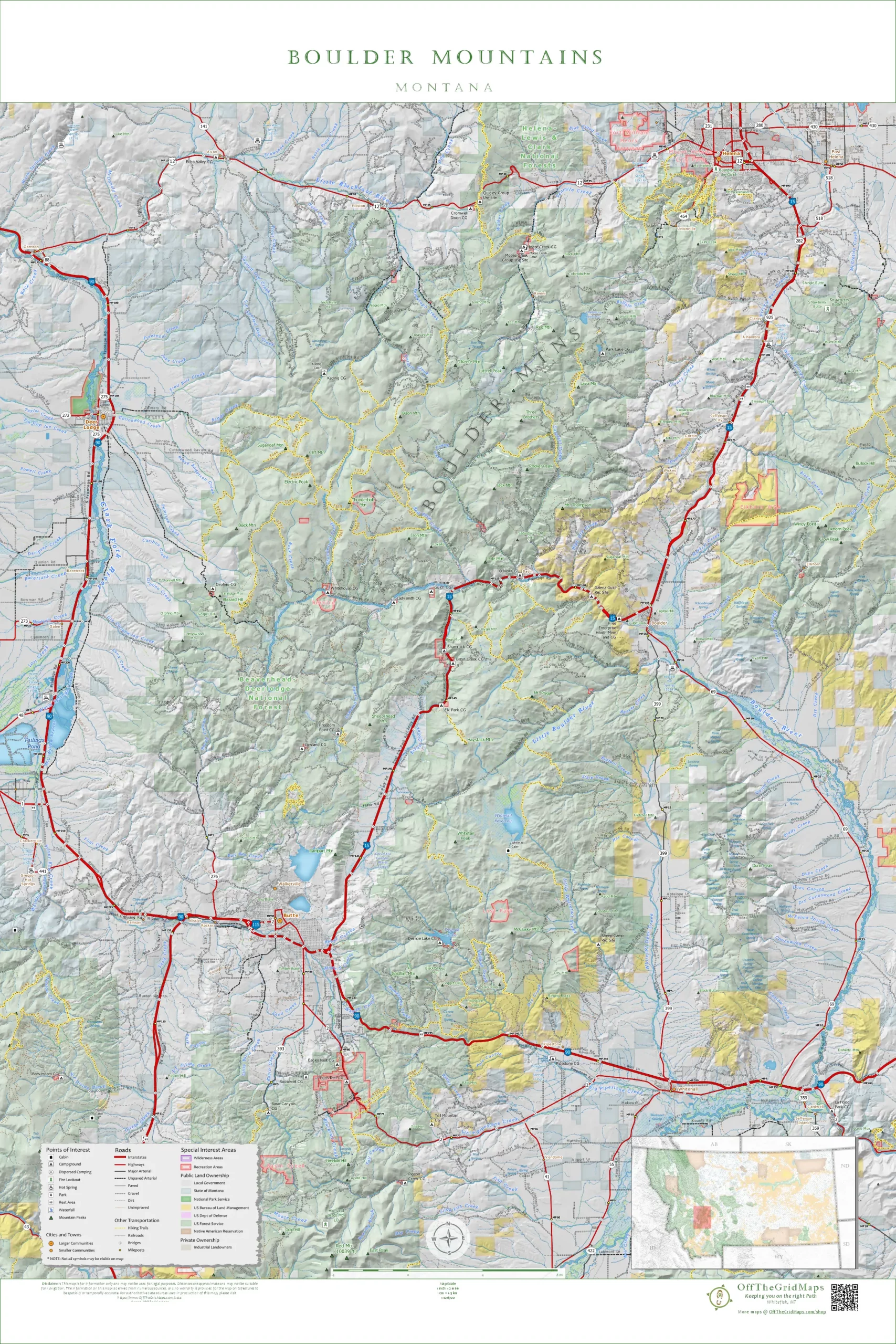 Boulder Mountains wall map