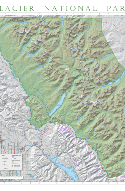 Glacier National Park peaks and summits map