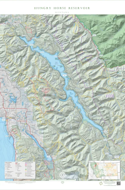 Hungry Horse Reservoir wall map