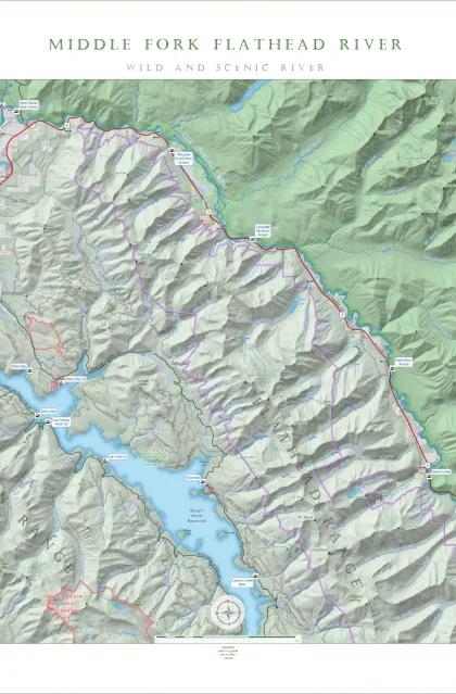 Middle Fork Flathead River wall map