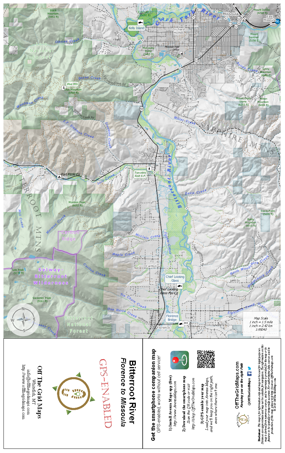 Bitterroot River 5-Florence to Missoula GPS map