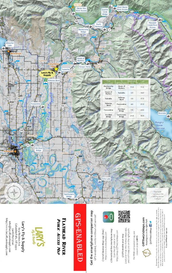 Lary’s Fly & Supply Flathead River Public Access Map OffTheGridMaps