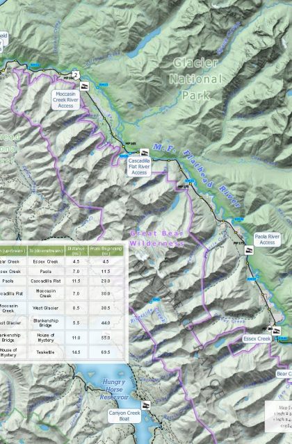 Lary's Fly & Supply- Middle Fork Flathead River public access map