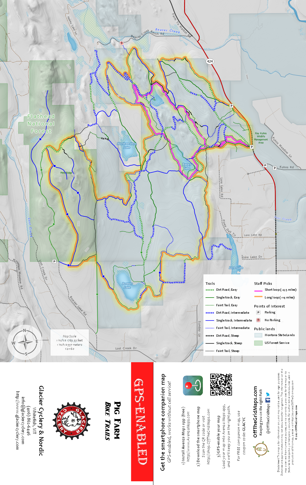 Glacier Cyclery & Nordic- Pig Farm bike trails GPS map