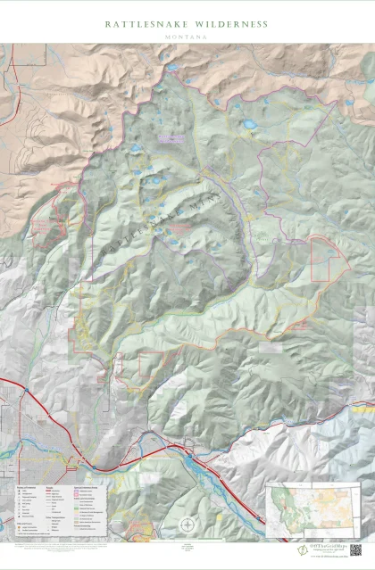 Rattlesnake Wilderness wall map