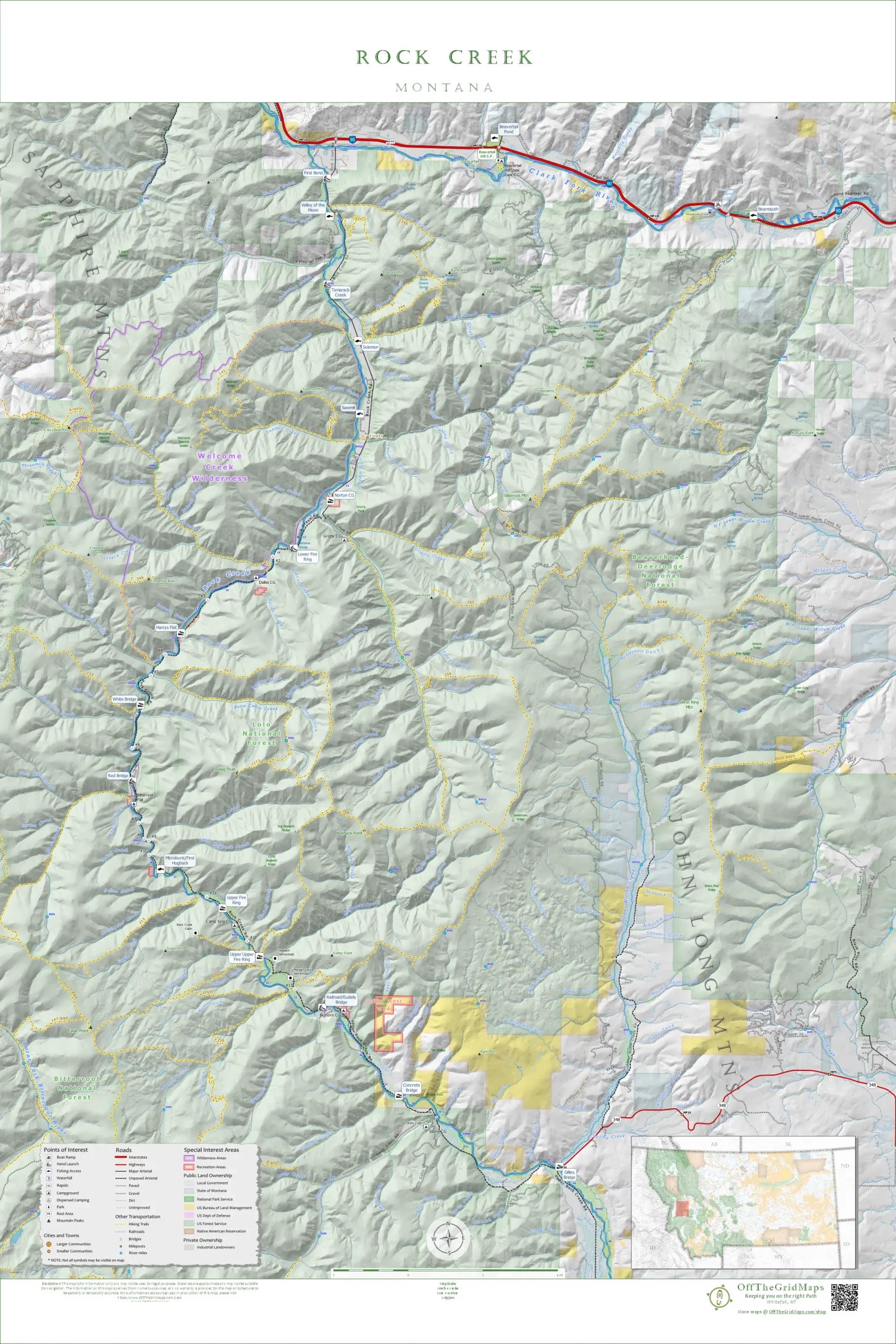 Rock Creek (Clark Fork) wall map