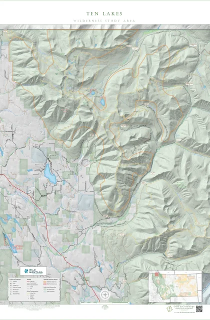 Ten Lakes Wilderness Study Area wall map