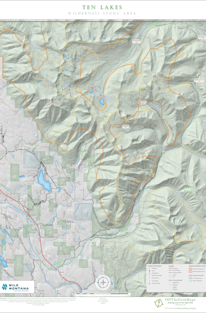 Wild Montana Ten Lakes Wilderness Study Area GPS map