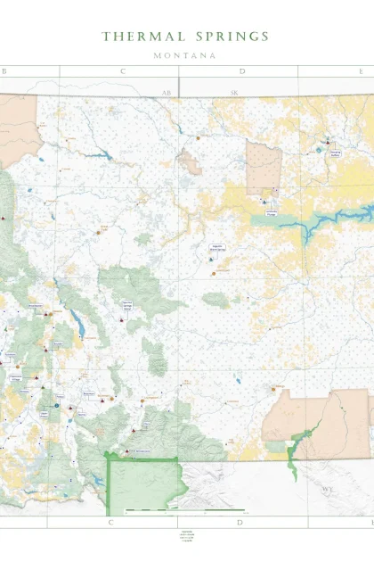 Montana Hot Springs wall map